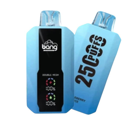 Bang Disposable Bang 25K Blueberry Ice vape with blueberry flavor and salt nic, designed for 25,000 puffs, in a sleek disposable device.