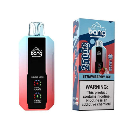 Bang 25K Strawberry Ice disposable vape pen with strawberry flavor, 25,000 puffs, from Bang Disposable.