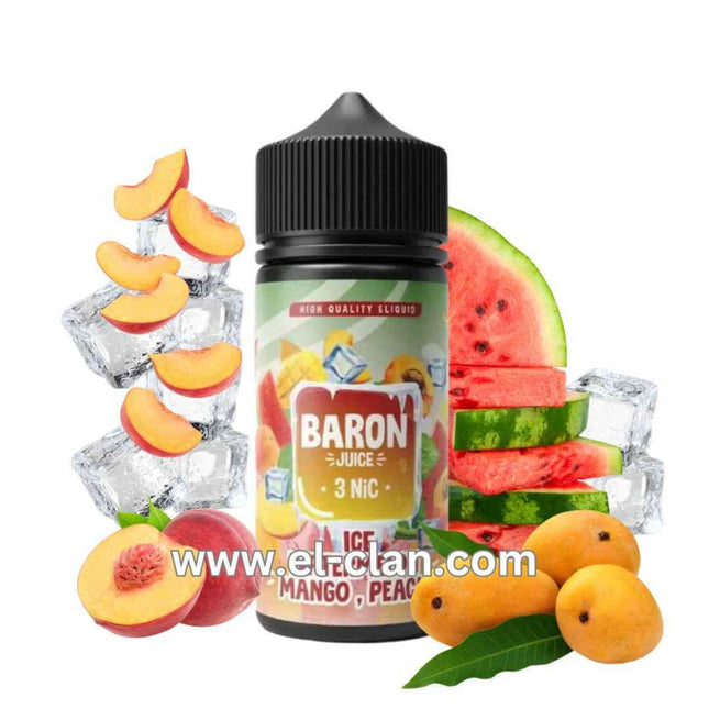 Baron SaltNic Ice Watermelon Mango Peach بطيخ مانجو خوخ ساقع - Baron E-juice -  الكلان فيب el-clan.