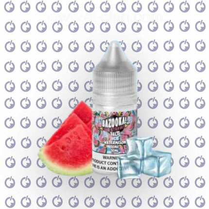 Bazooka SaltNic Watermelon vape juice in a 30ml bottle, watermelon flavor, SaltNic nicotine salt e-liquid, imported in design