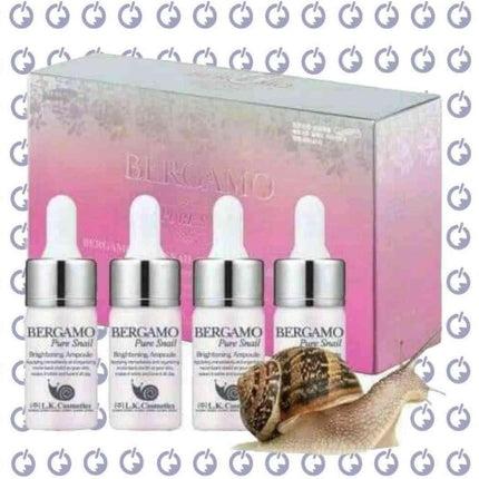 Bergamo Pure Snail Brightening Ampoule أمبولات خلاصة الحلزون للبشرة - Bergamo cosmetics -  الكلان فيب el-clan.