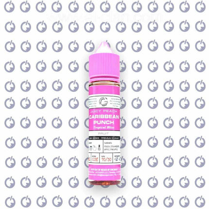 BSX Series Juicy Peach Caribbean Punch e-liquid bottle with peach, pineapple, and strawberry flavors in a 60ml container.
