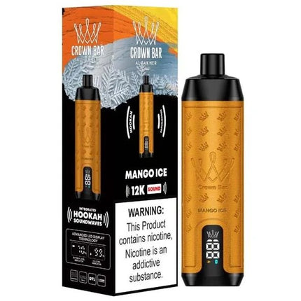 Alfakher Disposable Crown Bar Alfakher Sound 12K Cool Mango flavored disposable vape pen with mango flavor and sleek design.