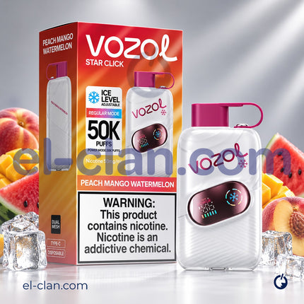 Vozol Star Click 50K Super Cool Peach Mango Watermelon Disposable خوخ مانجو بطيخ ساقع