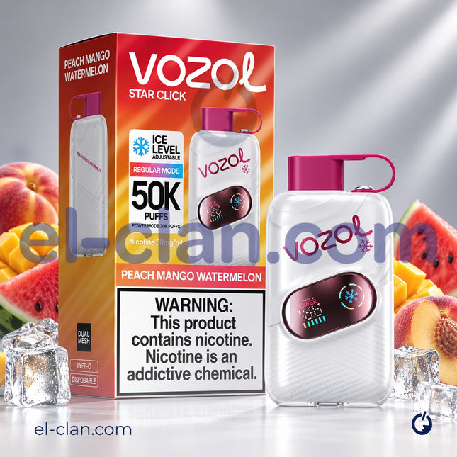 Vozol Star Click 50K Super Cool Peach Mango Watermelon Disposable خوخ مانجو بطيخ ساقع