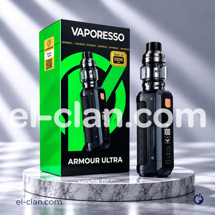مود وكيت فيب Vaporesso Armour Ultra ارمور الترا بتصميم أسود وشاشة عرض أمامية