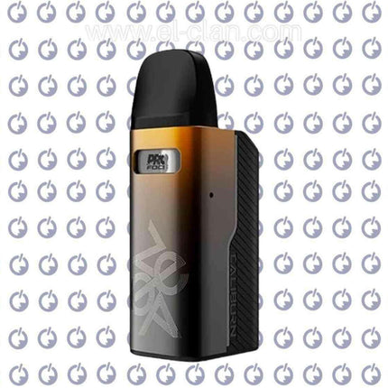 Uwell Caliburn GZ2 vape device in orange and black with a sleek compact design, featuring a refillable pod for vaping.