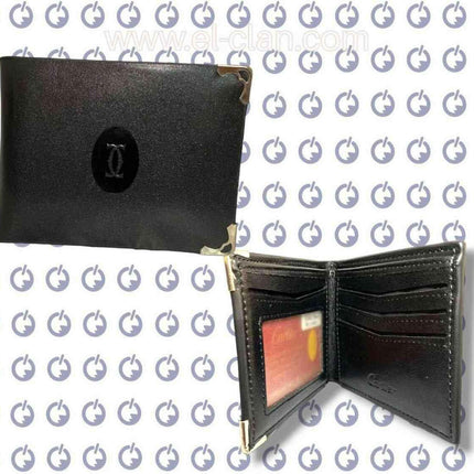 Black Cartier Paris men's wallet from the fashion collection, featuring sleek design and genuine leather craftsmanship.
