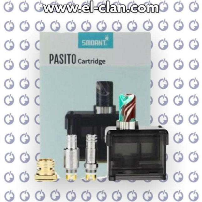 Smoant Pasito vape cartridge kit with replacement pods and coils for vaporizer device.