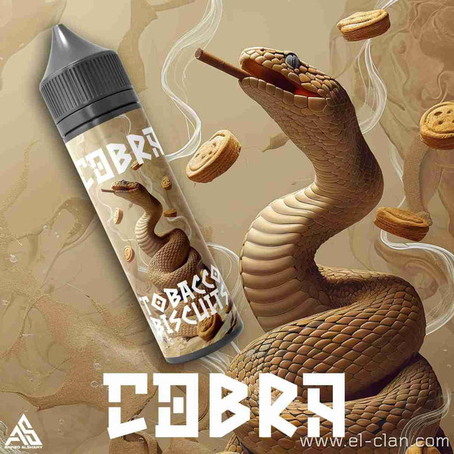 بسكويت التبغ من Cobra e-juice، فيب ليكويد محلي بنكهة التبغ مع طعم بسيط ومرضي، مخصص لفيب الموالفين.