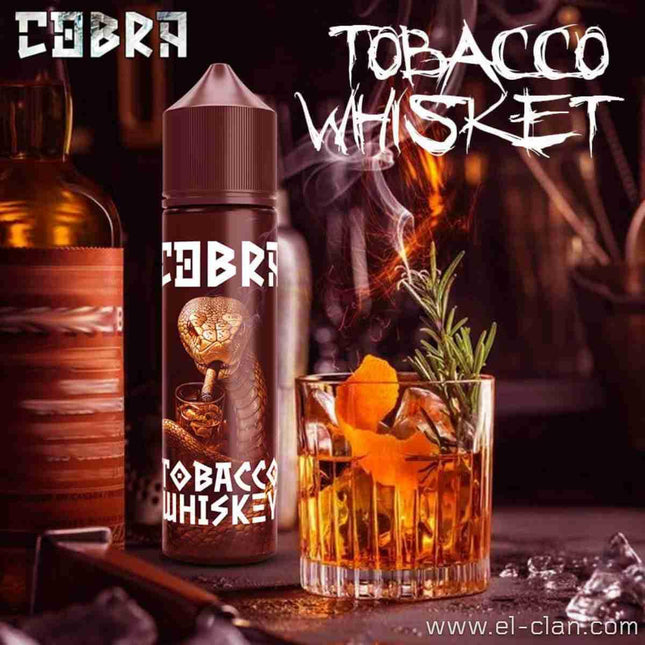 فيب نيكوتين 9 من Cobra e-juice بنكهة توباكو ويسكي، عبوة 60 مل، تصميم مميز ويشمل زجاجة مريحة للاستخدام اليومي