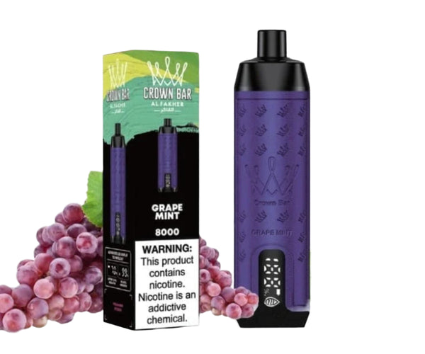 elfbar elfa kaufen Crown Bar Alfakher Pro 8K Grape Mint Disposable – الكلان فيب