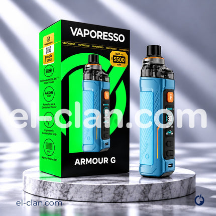 مود وكيت فيب Vaporesso Armour G ارمور جي بلون أسود وتصميم مدمجข้อความเต็ม