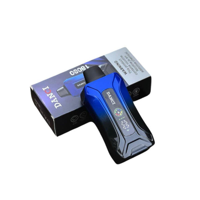 Danci Bar 18K Blue Razz disposable vape with colorful packaging, 18000 puffs, salt nicotine, by Danci Disposable.