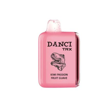 Danci Trx 10K Kiwi Passion Fruit Guava disposable vape device with colorful design and 10,000 puffs, salt nicotine e-liquid.
