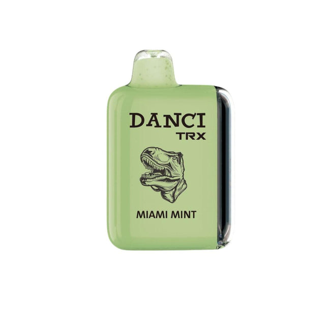 Danci Trx 10K Miami Mint disposable vape with mint flavor, 10,000 puffs, salt nic, in sleek design, from Danci disposable brand.