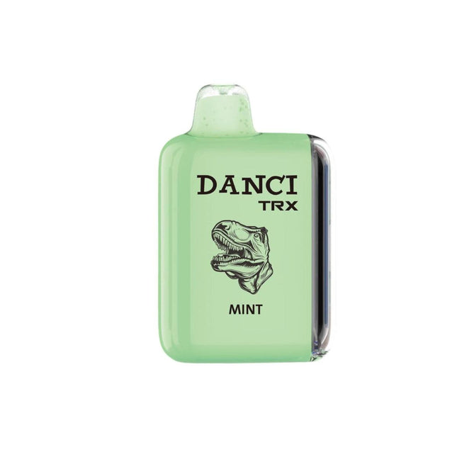 Danci Trx 10K Mint disposable vape with 10,000 puffs, featuring mint flavor and 50ml salt nic e-liquid.