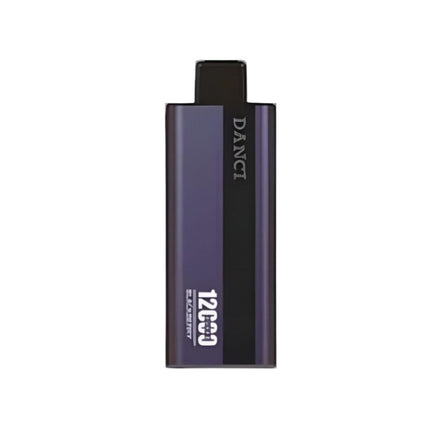 Danci Ultra Blueberry Ice disposable vape pen with 12,000 puffs, featuring a sleek black design and blueberry ice flavor.