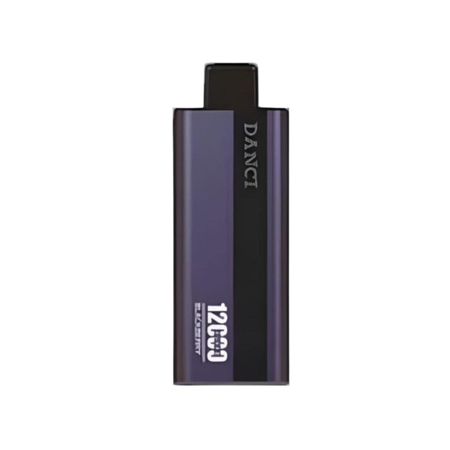 Danci Ultra Blueberry Ice disposable vape pen with 12,000 puffs, featuring a sleek black design and blueberry ice flavor.