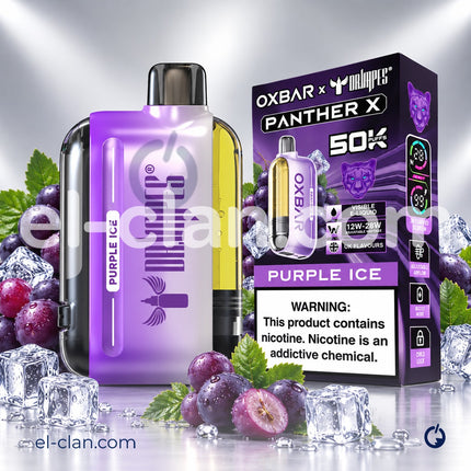 Dr vapes Oxbar 50k Purple Ice Disposable عنب ساقع