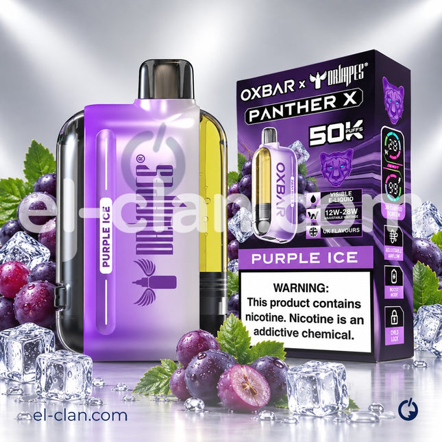 Dr vapes Oxbar 50k Purple Ice Disposable عنب ساقع