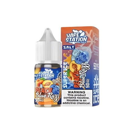 Vape Station Super Ice SaltNic Peach Blue Razz خوخ توت ساقع