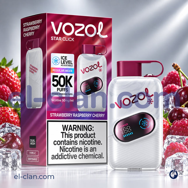 Vozol Star Click 50K Super Cool Strawberry Raspberry Cherry Disposable  فراوله توت كرز ساقع