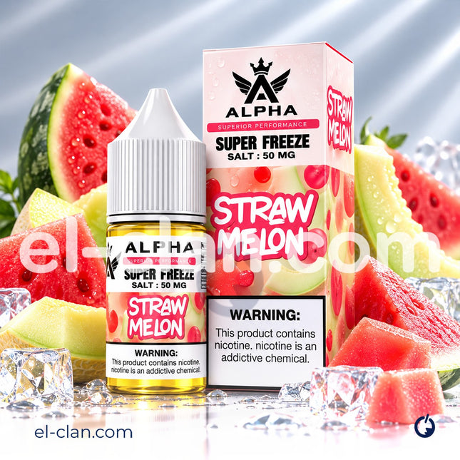 Alpha Super Cool Saltnic Straw Melon فراوله بطيخ ساقع جدا