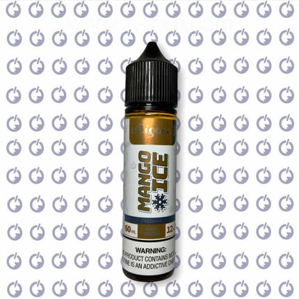 Ecigara Mango Ice vape liquid bottle with mango and cooling flavor, 60ml, 9mg nicotine, imported e-cigarette vape juice.