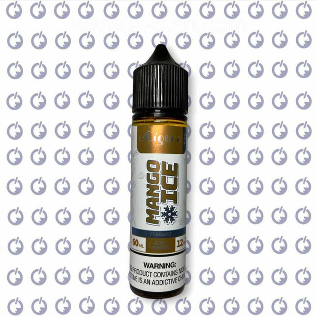 Ecigara Mango Ice vape liquid bottle with mango and cooling flavor, 60ml, 9mg nicotine, imported e-cigarette vape juice.