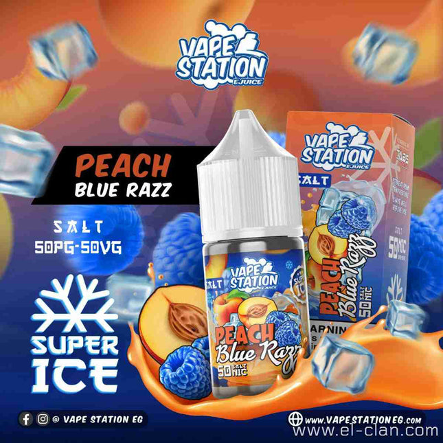 Vape Station Super Ice SaltNic Peach Blue Razz خوخ توت ساقع