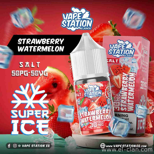 Vape Station Super Ice SaltNic Strawberry Watermelon فراوله بطيخ ساقع