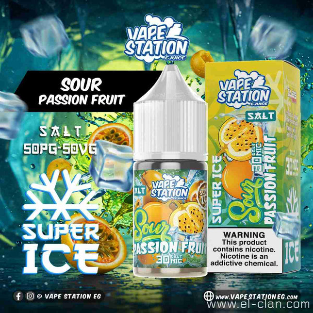 Vape Station Super Ice SaltNic Sour Passion Fruit باشون فروت