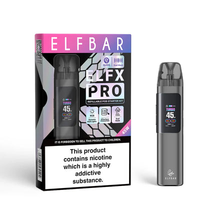 طقم بود إلف بار إلفكس برو رمادي من شركة ELFBAR، جهاز فيب هاردوير أنيق ومتين للاستخدام اليومي