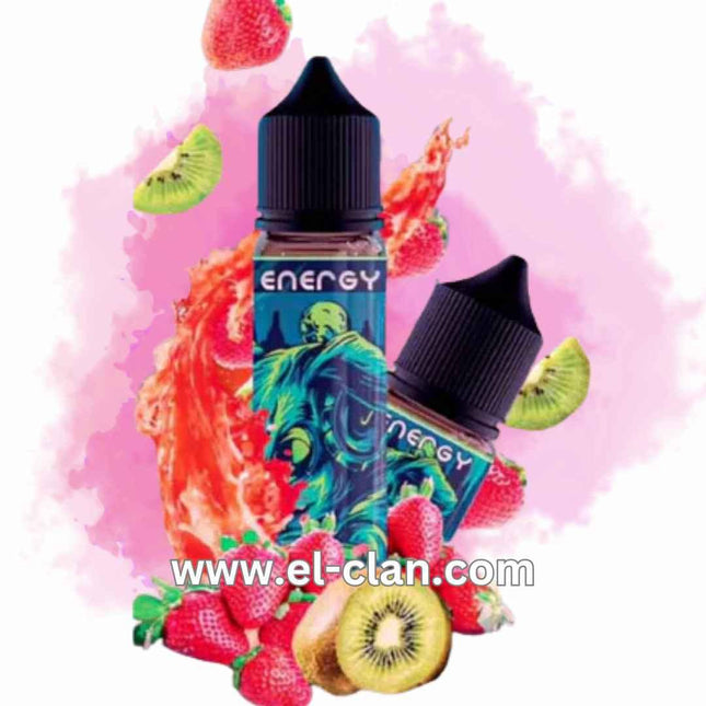 نقطة تبخير من شركة Energy E-Juice بنكهات فراولة وكيوي، عبوة 60 مل ونيكوتين 3 ملغ، فيب ليكويد محلي.
