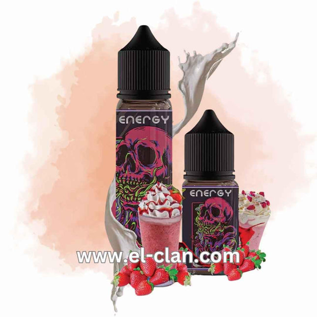 مشهد لزجاجة فيب فاكهة طعم شيك فراولة من Energy E-Juice بسعة 60 مل ونكهات 3 نيكوتين
