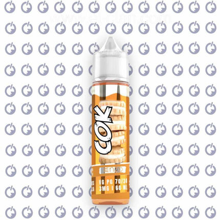 Enzo Cok Cookies Vanilla flavored vape liquid in a 60ml bottle from Enzo E-Juice, featuring creamy vanilla notes.