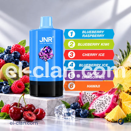 سجائر إلكترونية ديبوسبل من JNR HexaFuse، نكهات توت كيوي كريز ودراجن فروت، فيب 6 في 1 E Series، حجم 120K