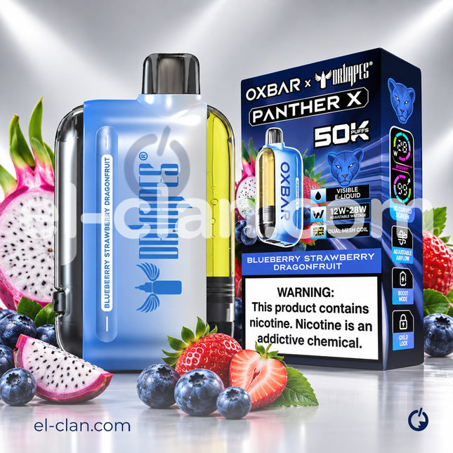 Dr vapes Oxbar 50k Blueberry Strawberry Dragonfruit Ice Disposable توت فراوله دراجون فروت ساقع