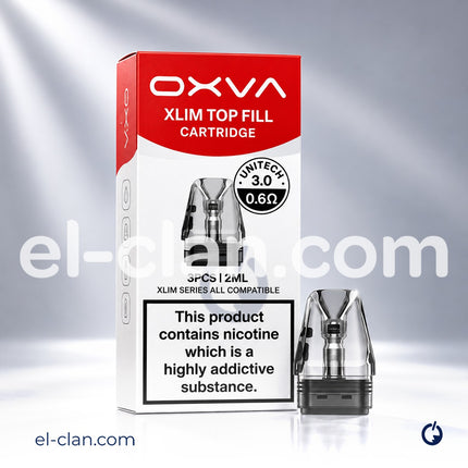 خلفية لبطارية غيار اوكسافا اكسليم فيب من ماركة OXVA مع تعبئة وتفاصيل واضحة