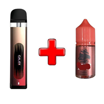 طقم فري ماكس جاليكس من الكلان فيب باللون الوردي الذهبي مع زجاجة سائل وعبوة هدية، جهاز vaping أنيق وسهل الاستخدام