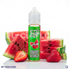 خليط فيب فراولة بطيخ ساقع من علامة Frisky E-Juice، عبوة 60 مل مع نيكوتين 3 ملغ، سائل ليكويد محلي بنكهة منعشة.