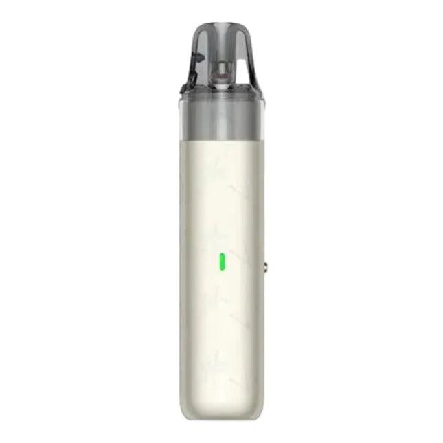 جهاز فيب هاردوير Vaporesso Vibe SE 2 بلون ذهبي لامع مع شاشة وأزرار للتحكم، مود وكيت فايب أنيق ومتكامل