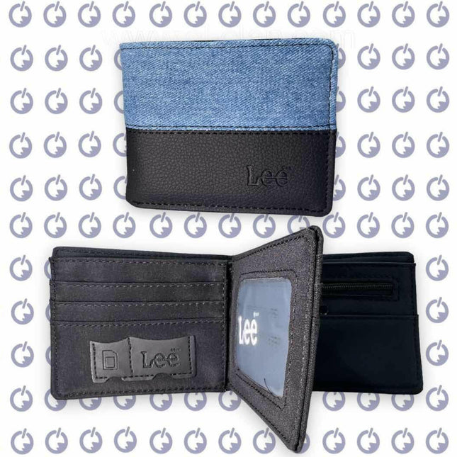 Blue and black Lee Wallets for Men, stylish men's fashion wallet with multiple card slots and a sleek design.