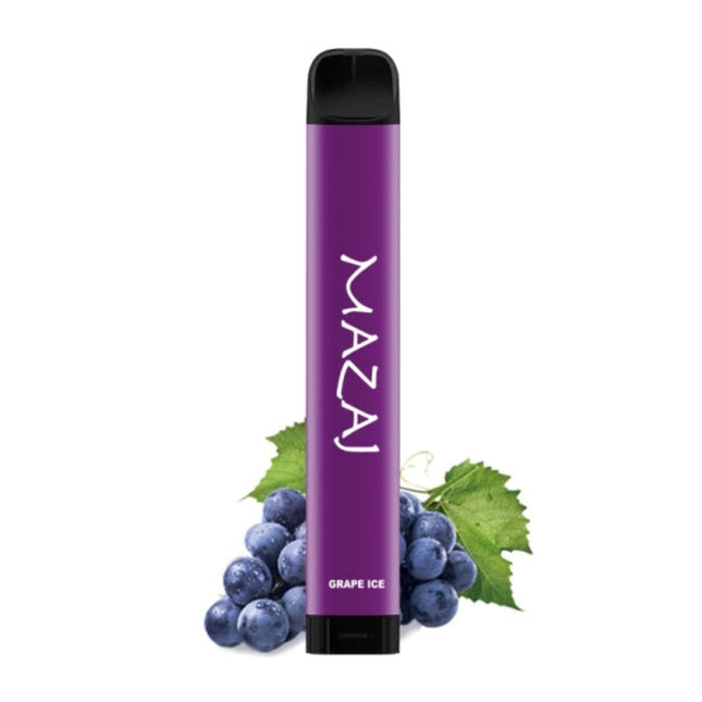 Mazaj Flow 2K Grape Ice disposable vape pen with 2000 puffs, featuring grape and ice flavor from Mazaj Disposable.