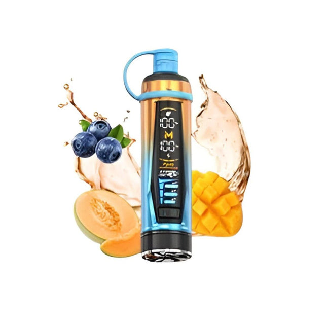 Mosmo Storm GT 35K disposable vape with triple fruit flavor, 35,000 puffs, salt nic, in a sleek design.