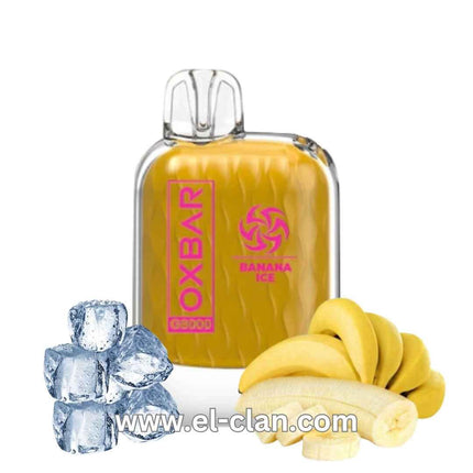 Oxbar G8k Banana Ice disposable vape pen with 8000 puffs, salt nicotine, featuring a banana and cool ice flavor.