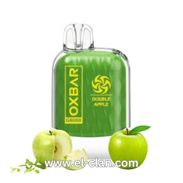 Oxbar G8K Double Apple disposable vape with two apples design, 8000 puffs, salt nicotine, in a sleek, portable form.
