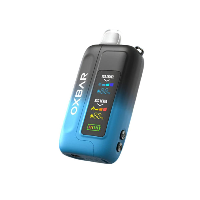 Oxbar Ice Nic 35k Rainbow Candy disposable vape shows colorful rainbow candy flavor with sleek design and branding.