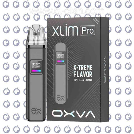 Oxva Xlim Pro pod in brown leather, compact vape hardware with sleek design, branded by OXVA, shown in close-up.